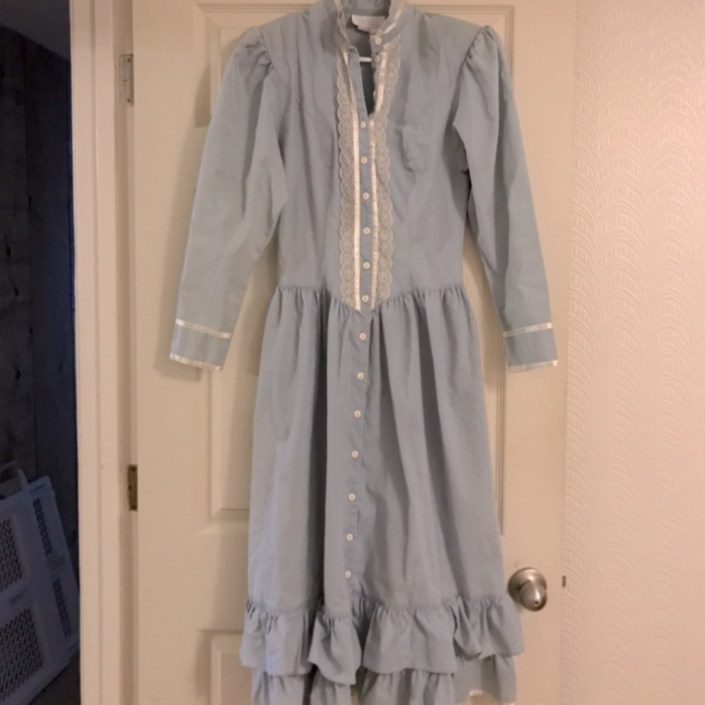 Vintage Gunne Sax 80’s Blue Button Up Dress